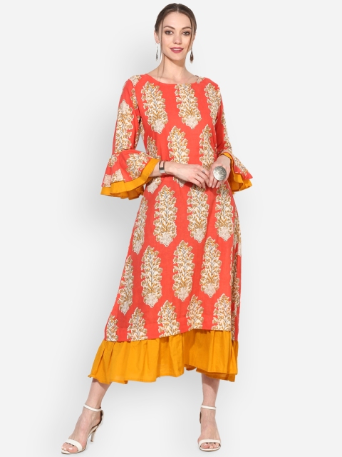 

Myshka Women Pink Printed Fit and Flare Layered Dress