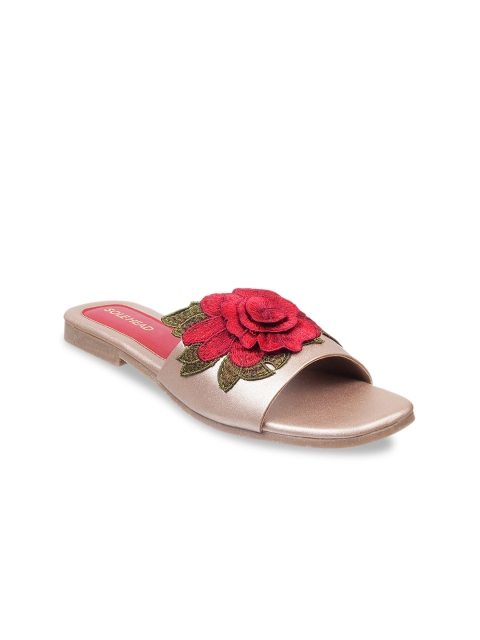 

SOLE HEAD Women Copper-Toned Solid Open Toe Flats
