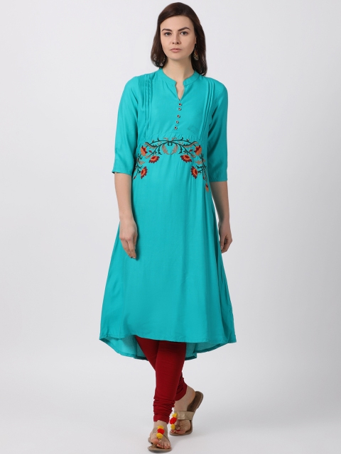 

Alena Women Turquoise Blue Embellished Anarkali Kurta