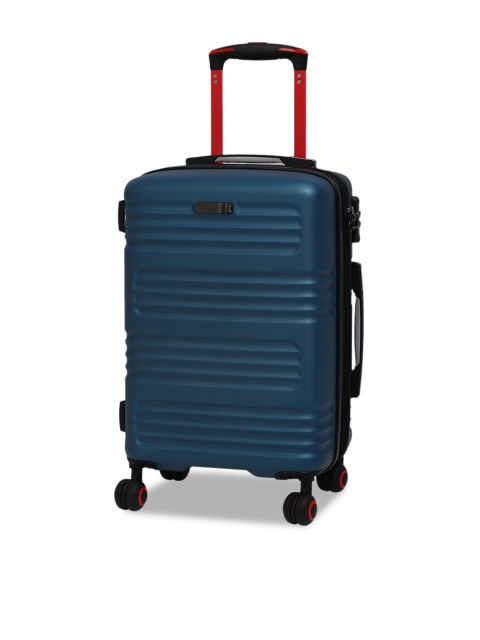

IT Luggage Unisex Blue Textured Hard-Sided Cabin Trolley Bag