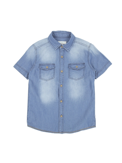 

Pantaloons Junior Boys Blue Regular Fit Faded Casual Shirt