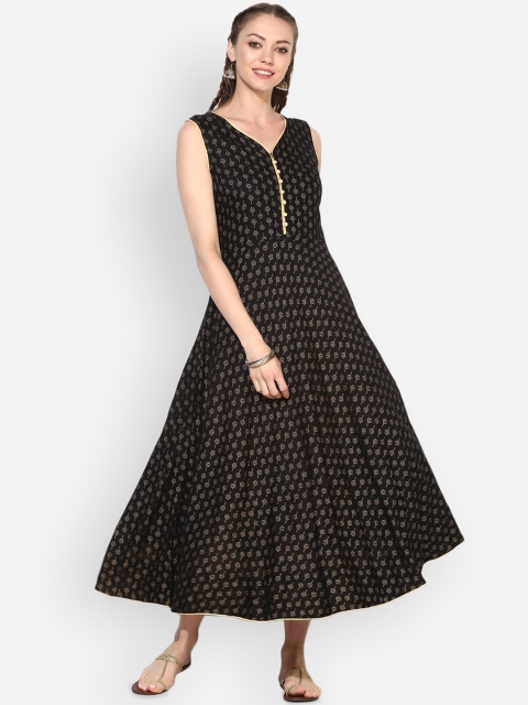

Myshka Women Black Printed Fit and Flare Dress