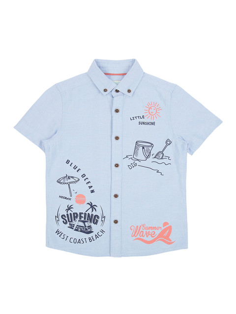 

Pantaloons Junior Boys Blue Regular Fit Faded Casual Shirt