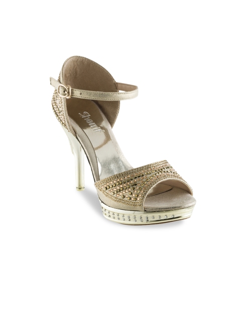 

Sherrif Shoes Women Gold-Toned Solid Heels