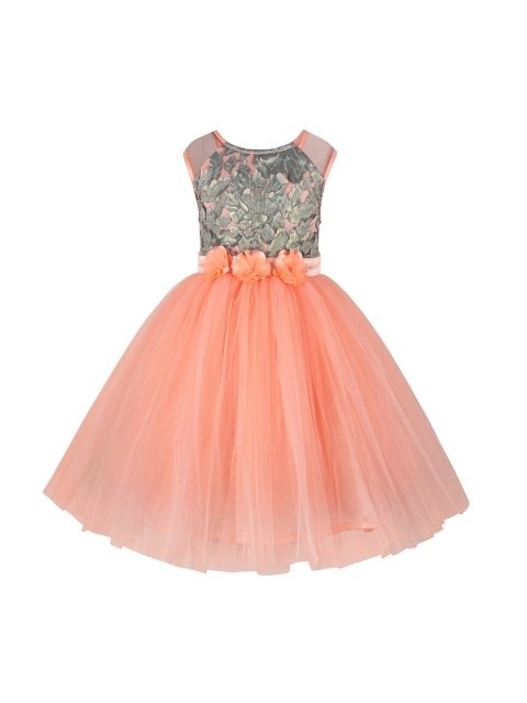 

Toy Balloon kids Girls Peach-Coloured Embellished Fit and Flare Dress