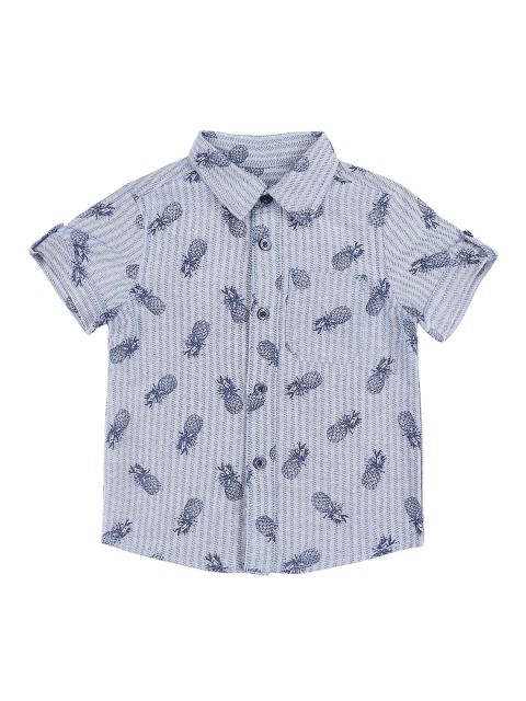 

Pantaloons Baby Boys Blue Regular Fit Printed Casual Shirt