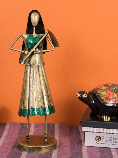 

Golden Peacock Gold-Toned Lady Farmer Showpiece