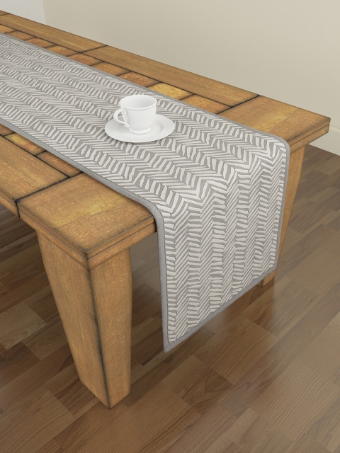 

S9home by Seasons Grey Chevron Pattern 6 Seater Table Runner
