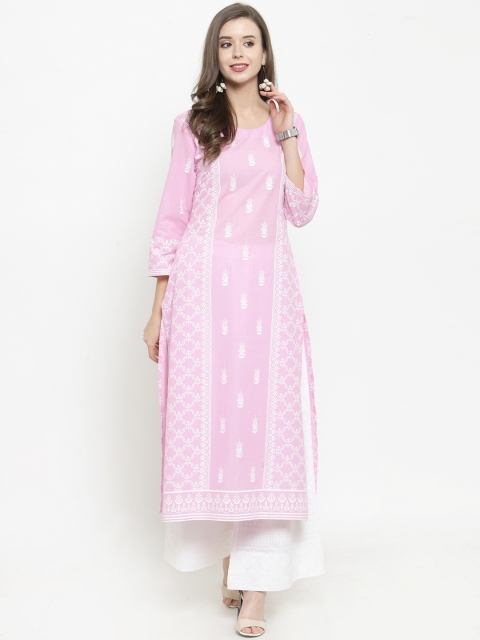 

Varanga Women Pink & White Printed Kurta with Palazzos