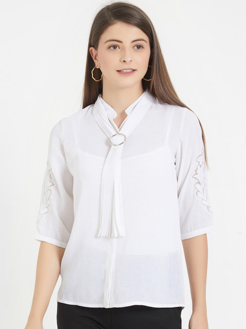 

Soie Women Off-White Solid Top
