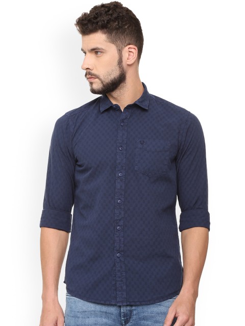 

Solly Jeans Co. Men Navy Blue Regular Fit Self Design Casual Shirt