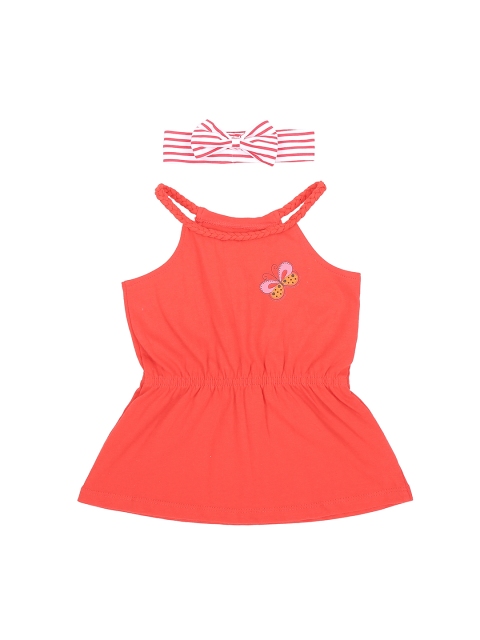 

Pantaloons Baby Girls Red Solid Cinched Waist Top