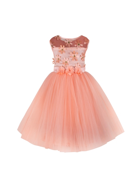 

Toy Balloon kids Girls Peach-Coloured Embellished Fit and Flare Dress