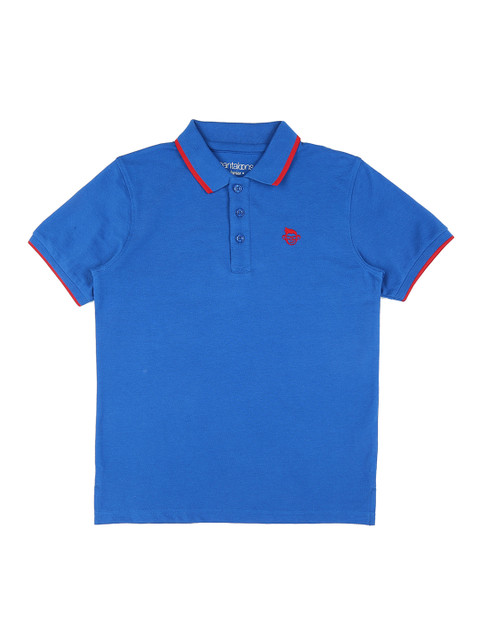 

Pantaloons Junior Boys Blue Solid Polo Collar Pure Cotton T-shirt