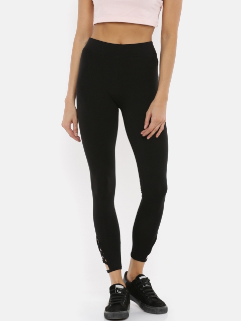 

De Moza Womens Black Solid Ankle-Length Legging