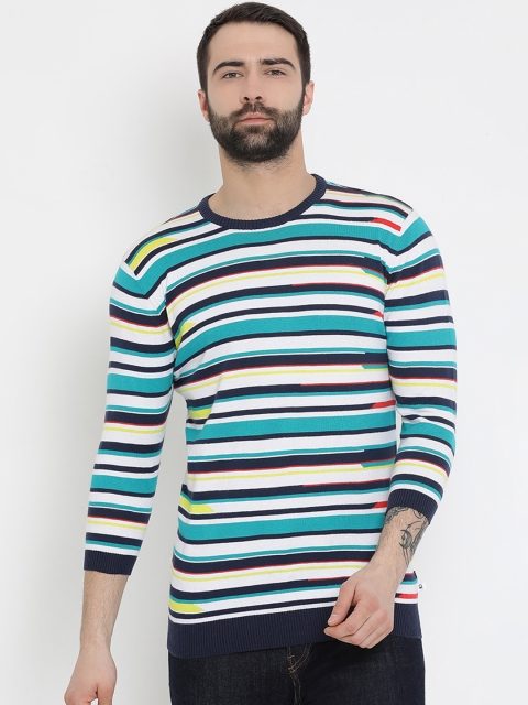 

United Colors of Benetton Men Multicoloured Striped Round Neck T-shirt, Multi