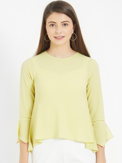 

Soie Women Yellow Solid High-Low Top