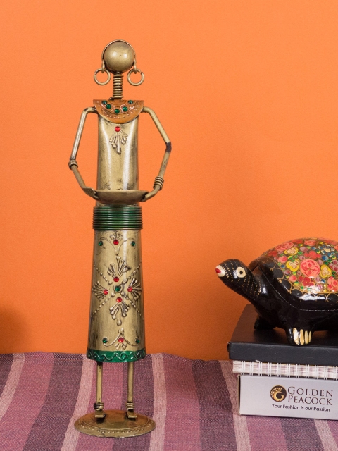 

Golden Peacock Gold-Toned Lady Farmer Showpiece