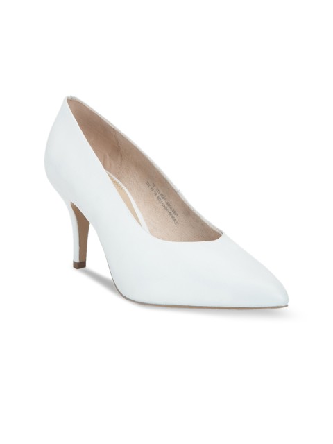 

Bugatti Women White Solid Leather Pumps