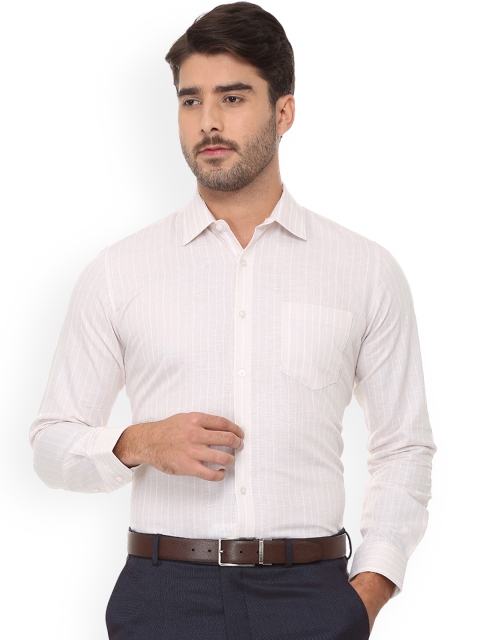 

Van Heusen Men Beige & White Slim Fit Striped Formal Shirt