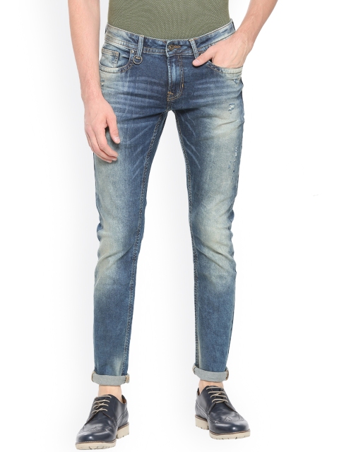

Peter England Casuals Men Blue Skinny Fit Mid-Rise Low Distress Stretchable Jeans