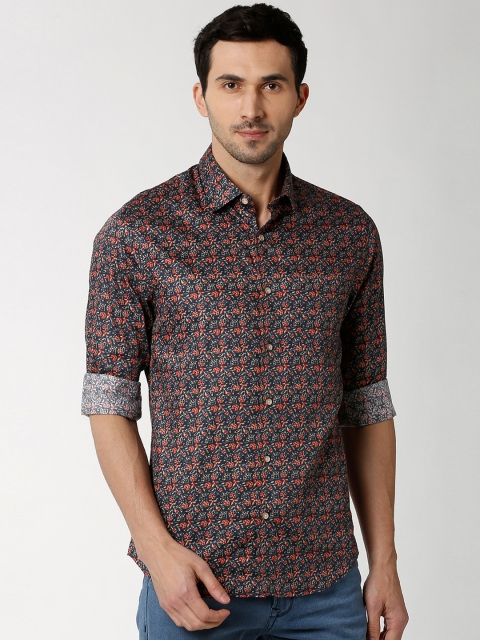 

Peter England Elite Men Blue & Red Slim Fit Printed Casual Shirt