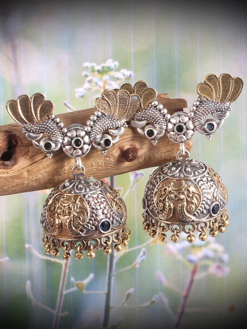 

Natures Buggy Gold-Toned Dome Shaped Jhumkas