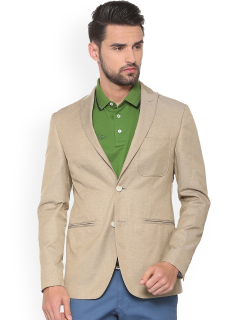 

Louis Philippe Men Khaki-Coloured Solid Slim-Fit Single-Breasted Blazer