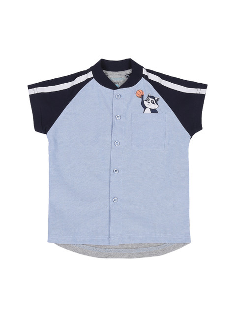 

Pantaloons Baby Boys Blue Regular Fit Self Design Casual Shirt