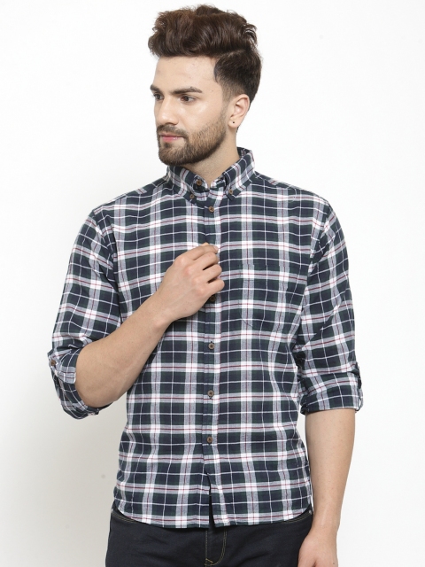 

WESTCLO Men Blue & Black Slim Fit Checked Casual Shirt