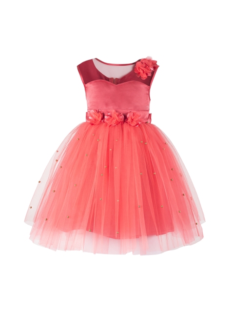 

Toy Balloon kids Girls Orange Embellished Fit and Flare Dress