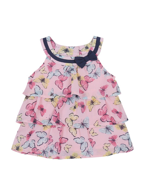

Pantaloons Baby Girls Pink Printed Tiered Top