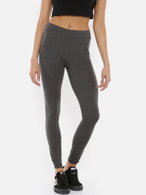

De Moza Womens Grey Solid Ankle-Length Legging