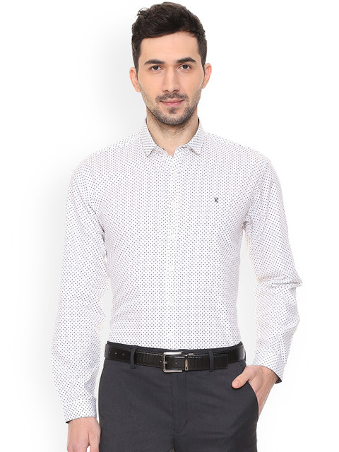 

V Dot Men White Slim Fit Printed Formal Shirt