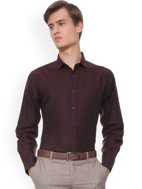 

V Dot Men Brown Slim Fit Solid Formal Shirt