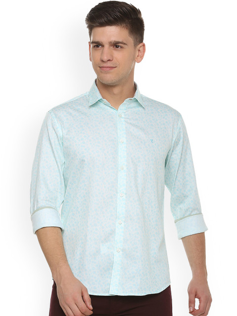 

V Dot Men Blue Slim Fit Printed Casual Shirt