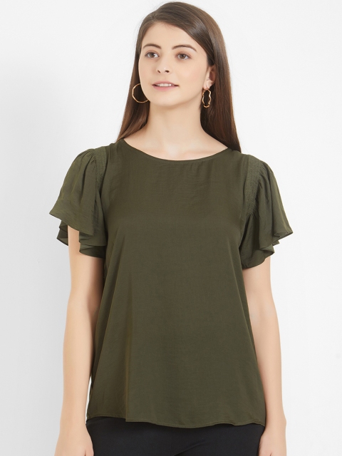 

Soie Women Green Solid Empire Top