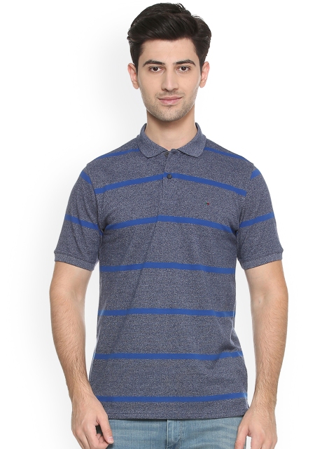 

Peter England Casuals Men Blue Striped Polo Collar T-shirt