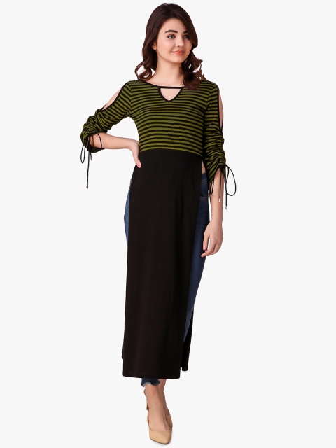 

Texco Olive Green & Black Striped Tunic