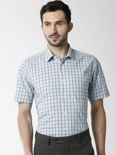 

Peter England Men Blue Slim Fit Checked Formal Shirt