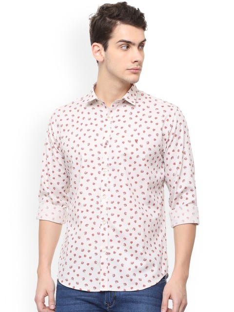

V Dot Men Pink & Red Slim Fit Printed Casual Shirt