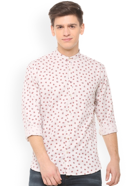 

V Dot Men Pink Slim Fit Printed Casual Shirt
