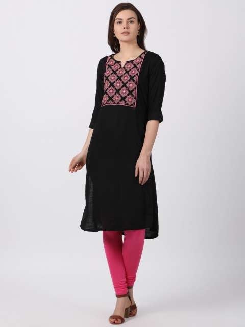 

Alena Women Black Yoke Design Straight Kurta