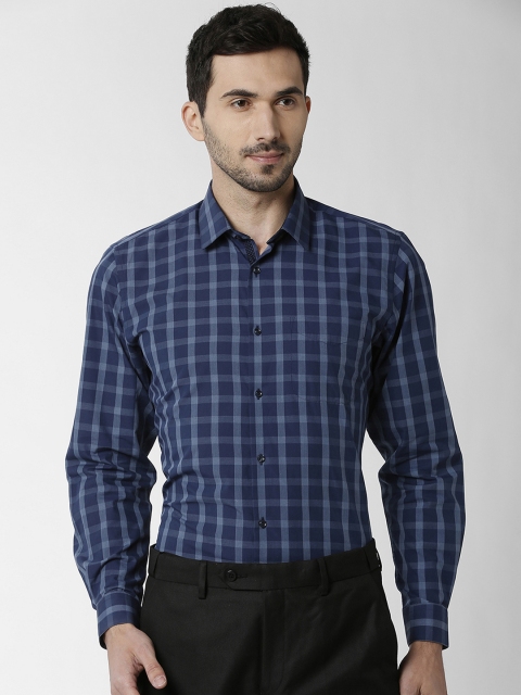 

Peter England Men Blue Slim Fit Checked Formal Shirt