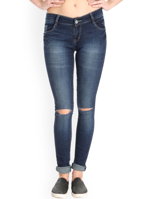 

fungus Women Blue Slim Fit Low-Rise Slash Knee Stretchable Jeans