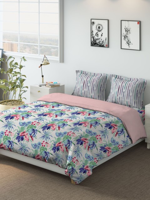 

DDecor Green & Pink 180TC Printed Bedding Set with Duvet Cover
