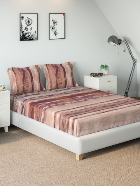 

DDecor Mauve Abstract 144 TC Cotton 1 King Bedsheet with 2 Pillow Covers
