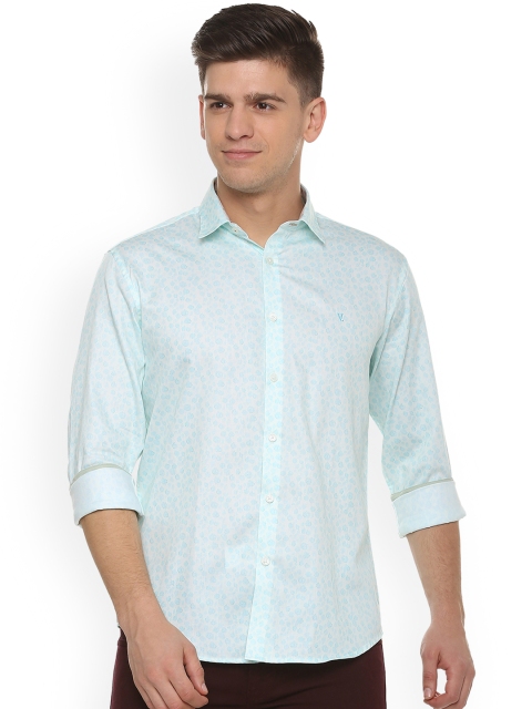 

V Dot Men Blue Slim Fit Printed Casual Shirt