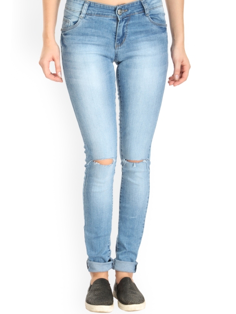 

fungus Women Blue Slim Fit Low-Rise Slash Knee Stretchable Jeans
