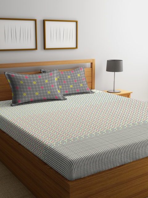 

Portico New York Multicoloured Geometric 144 TC Cotton 1 King Bedsheet with 2 Pillow Covers, Multi
